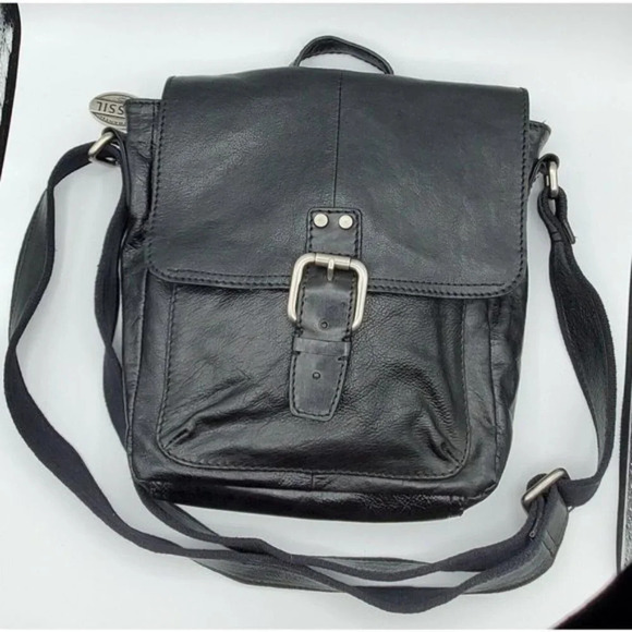 Fossil Black Leather Decker City Shoulder Bag Purs - Picture 2 of 11